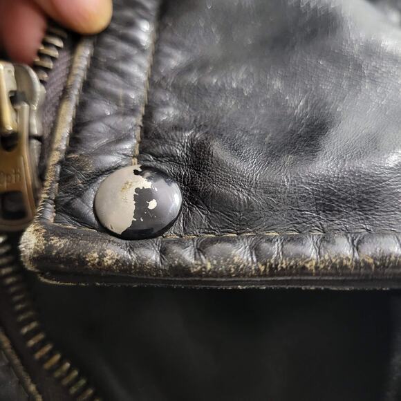 Vintage Motorcycle Jacket Leather Distressed Biker Asymmetric Zip 50s Size Small - Picture 15 of 16